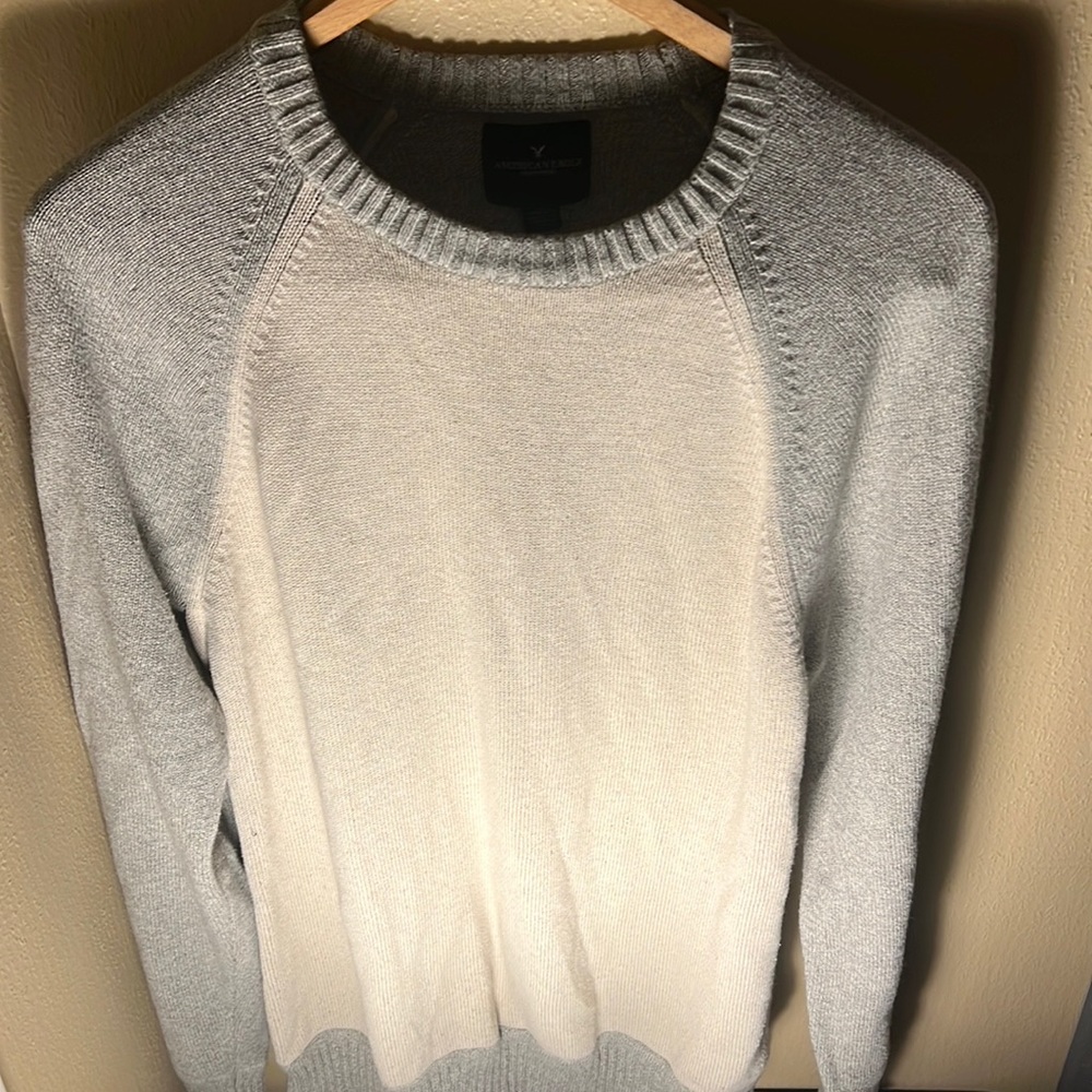 American Eagle Outfitter Men’s Two Color Crewneck Sweater Color White/Blue